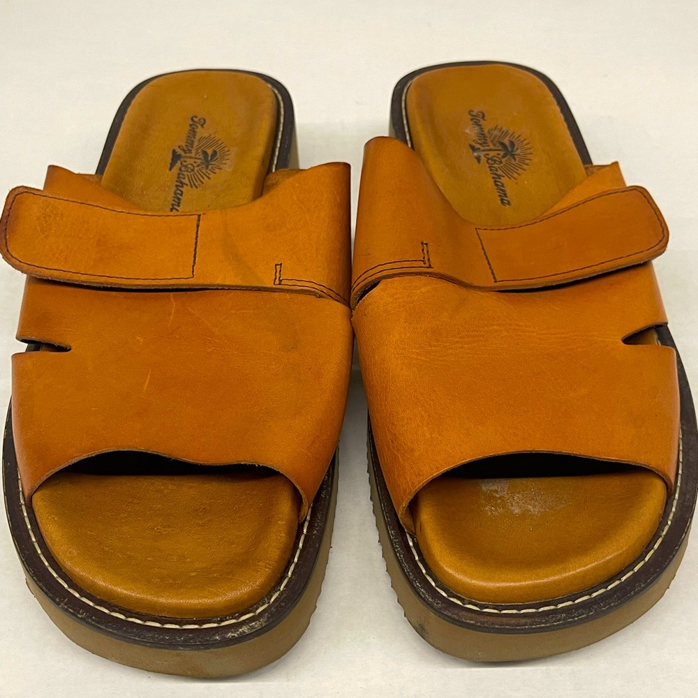 Mens Tommy Bahama leather sandal Velcro slides size 11